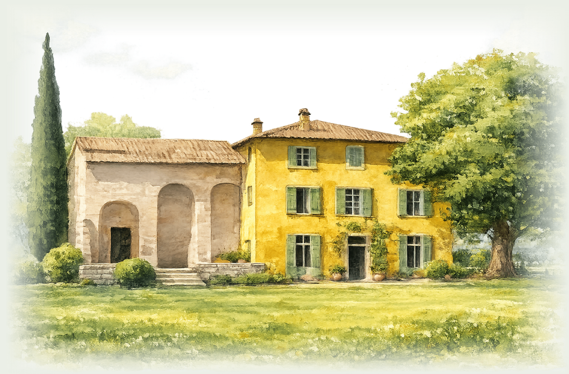 Mas provençal aquarelle